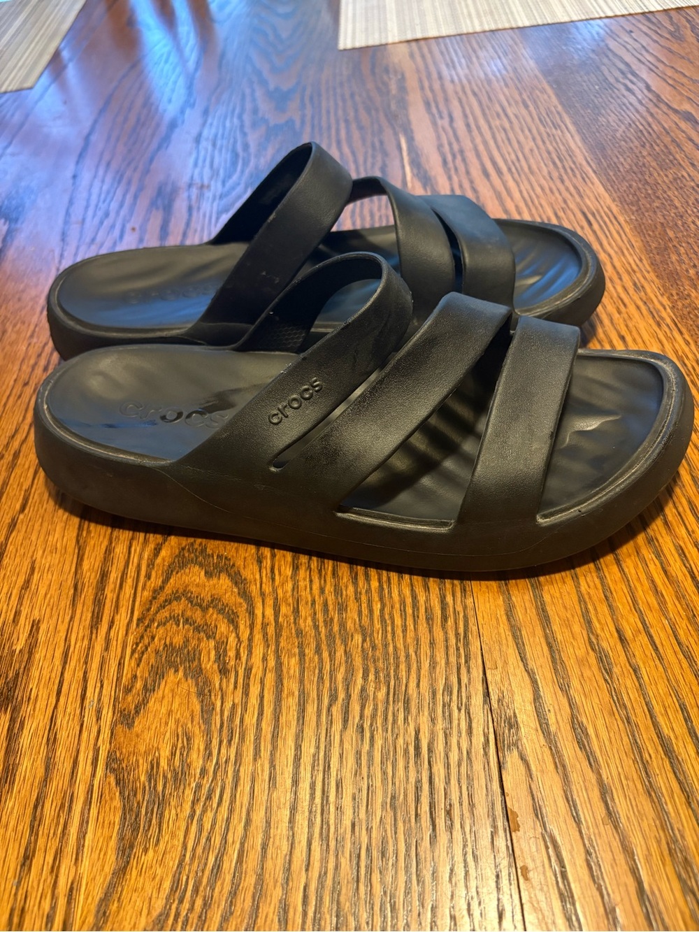 CROCS Black Triple-Strap Slide